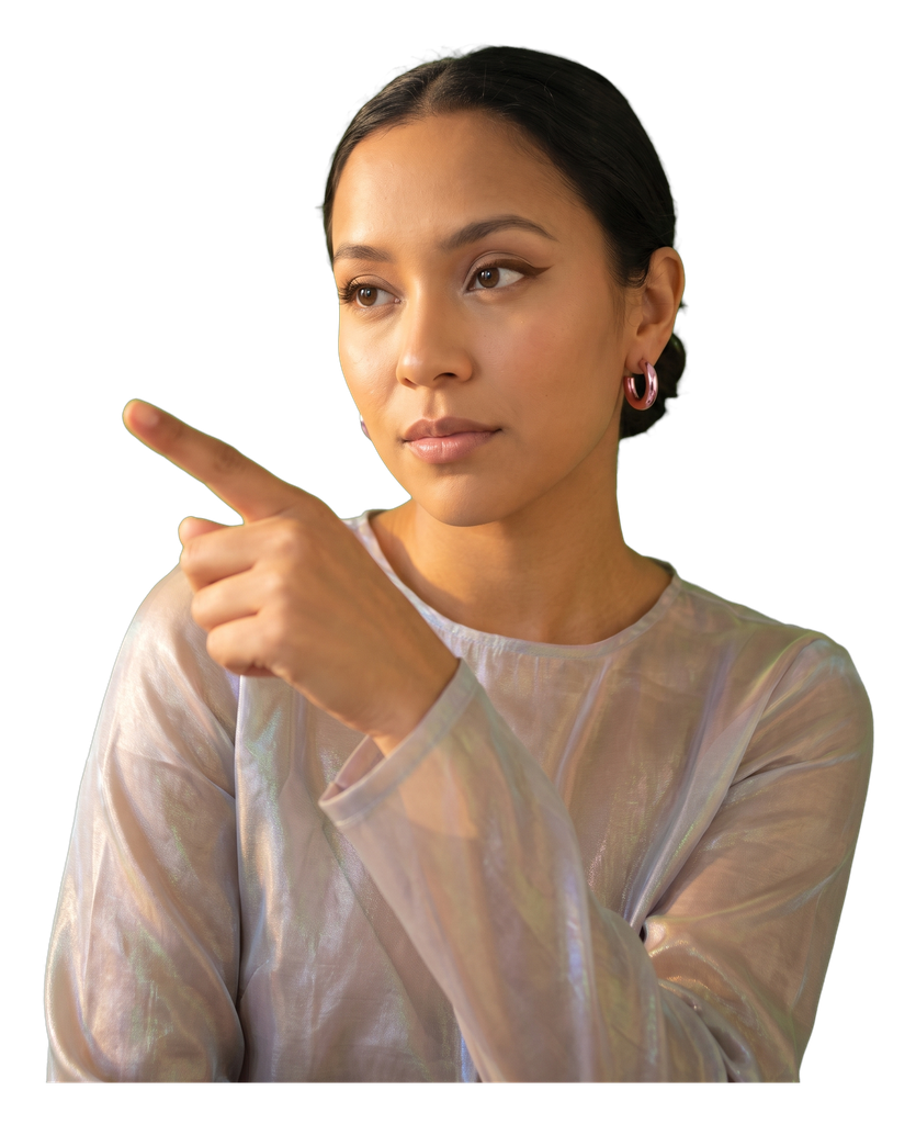 The big sister, pointing at the talk ring